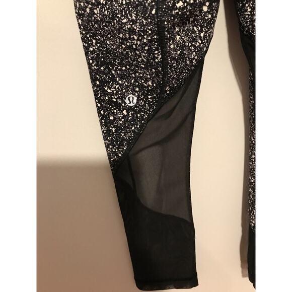 Lululemon Pace Rival Crop (Marathon) Splatter White Black / Black - Size 4 - Picture 2 of 11